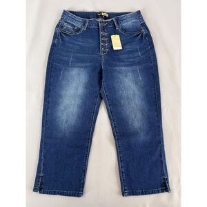 NWT WOMEN SUZANNA BETRO HIGH RISE BUTTON-FLY CROP CAPRI‎ STRETCHY JEANS SIZE  12